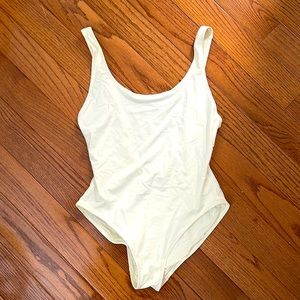 Solid & Striped one piece cream bathing suit